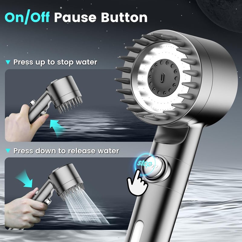 PWERAN RV Shower Head Filtered Shower Head with Hose 3 Setting High Pressure Showerhead with On Off Switch for Travel Trailer - Image 2